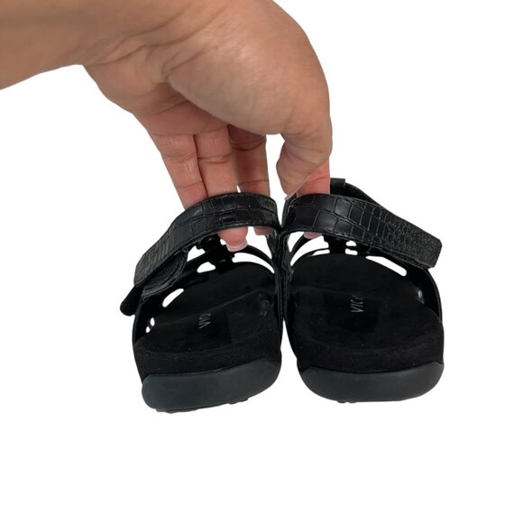 Vionic AMBER Womens Strappy Black Sandals SZ 8 Adjustable Strap Textured Pattern - Picture 4 of 13